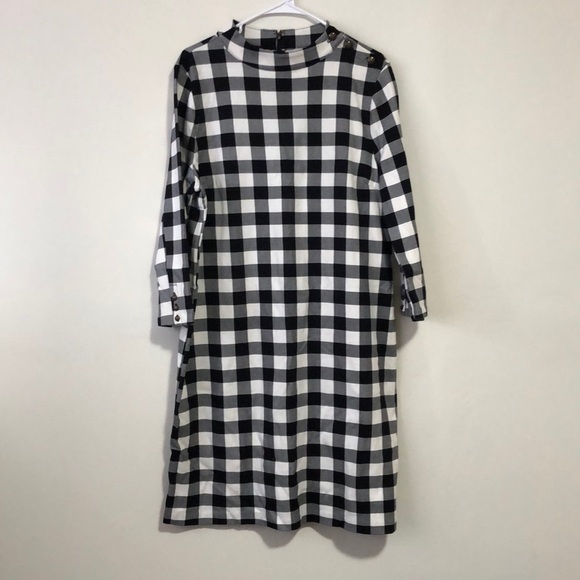 Talbots Dresses & Skirts - Talbots Black and White Buffalo Plaid Dress Size XL